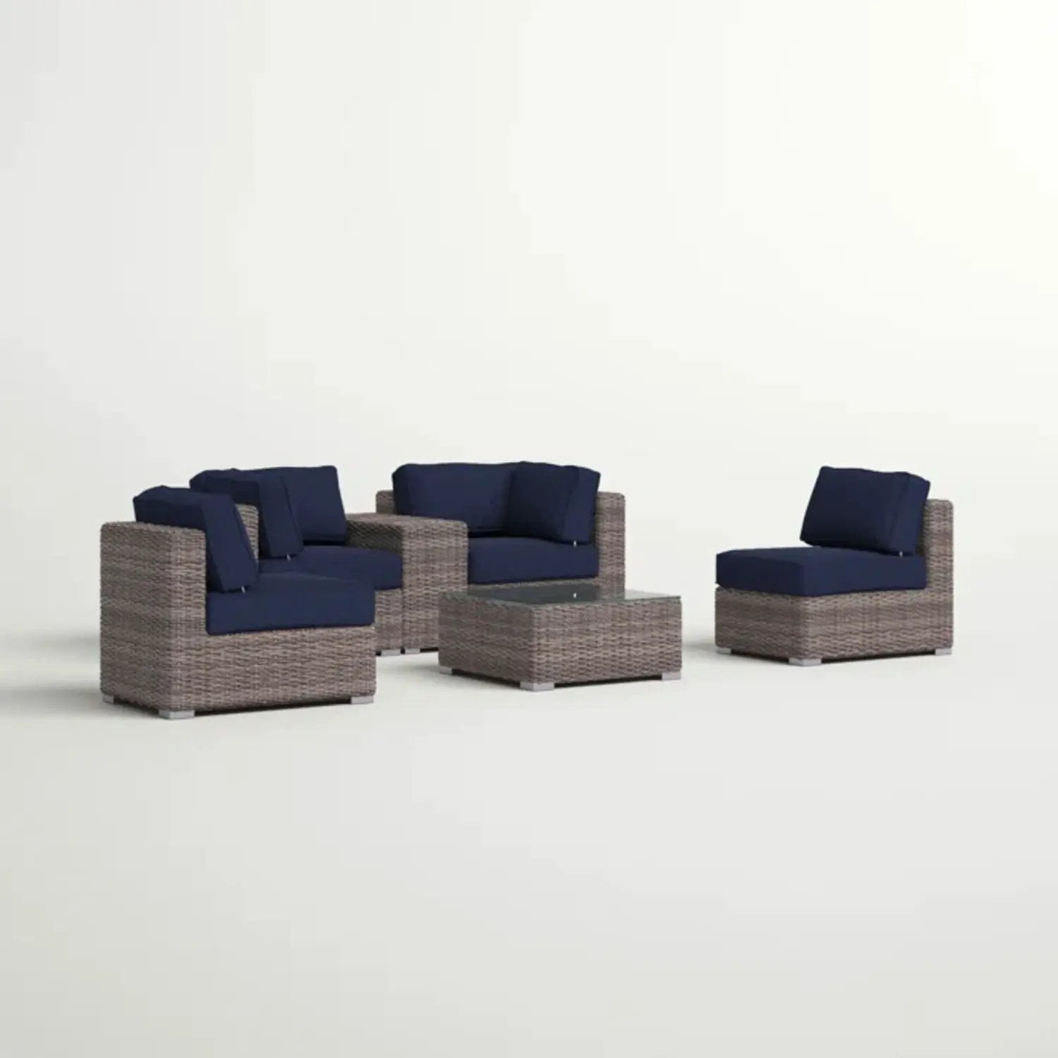 Wicker Seating Group Set With Table And Cushions by HouseOfZazla