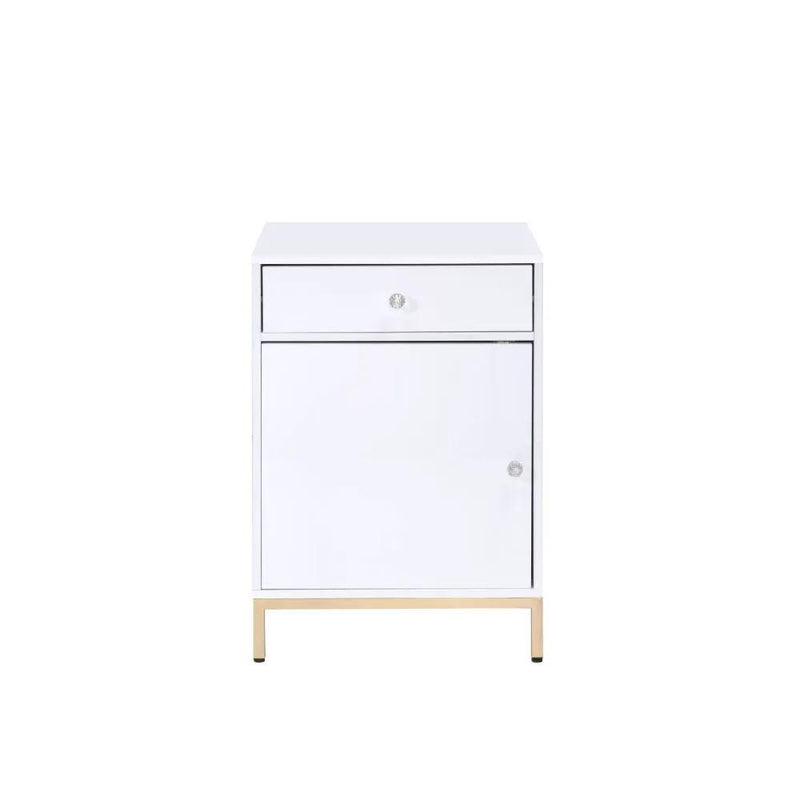 Ottey - Cabinet - White High Gloss & Gold by Unique Piece Furniture