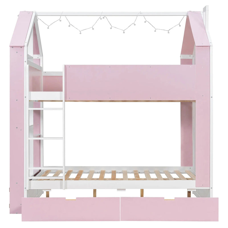 Full Size Bunk Bed with Storage Drawers & Shelves by HouseOfZazla