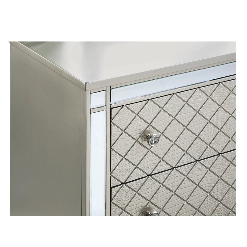 5 Drawer Bedroom Chest With Diamond Patterned Fronts - Silver by Unique Piece Furniture
