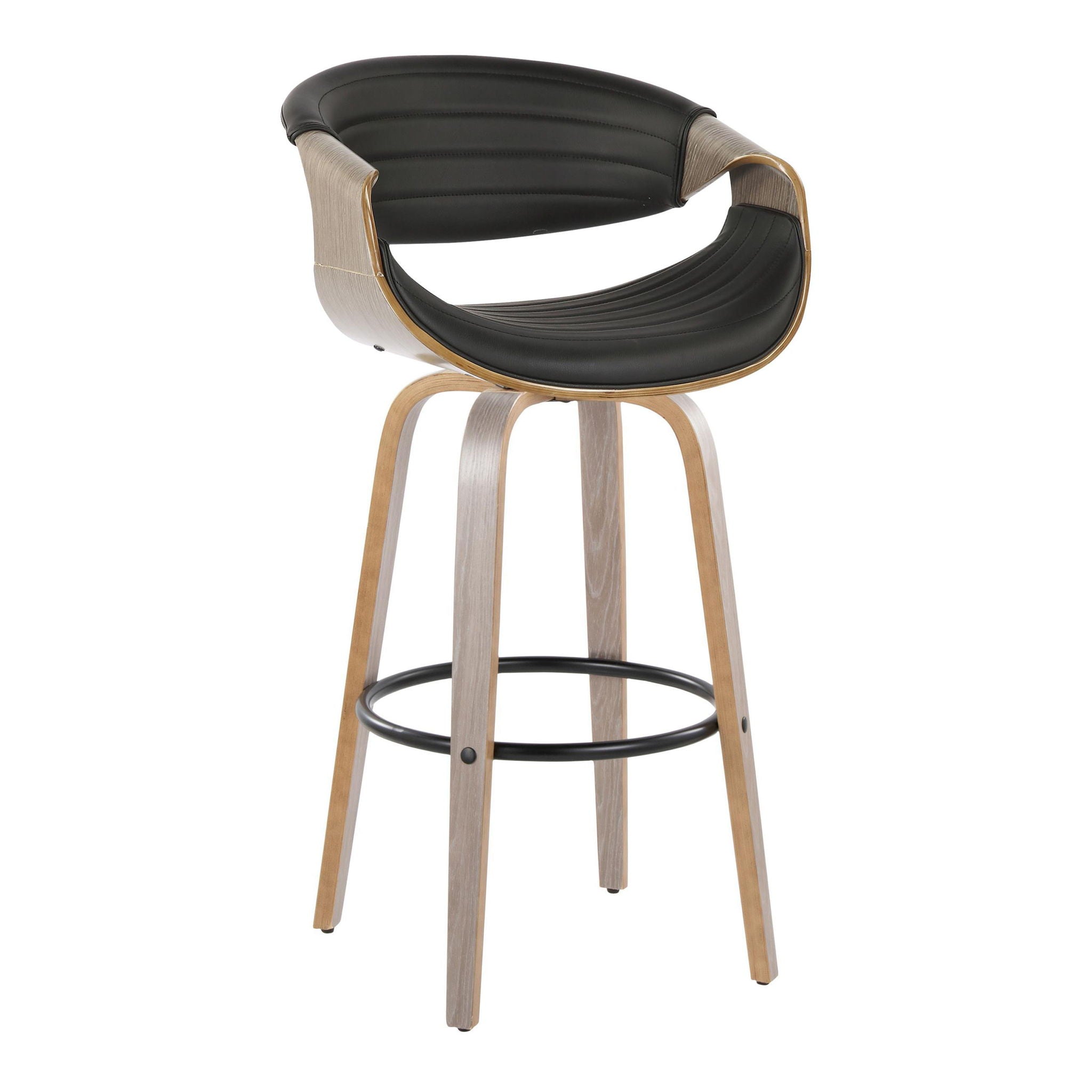 Symphony - Mid-Century Modern Fixed Height Barstool With Swivel With Round Footrest (Set of 2) by Unique Piece Furniture