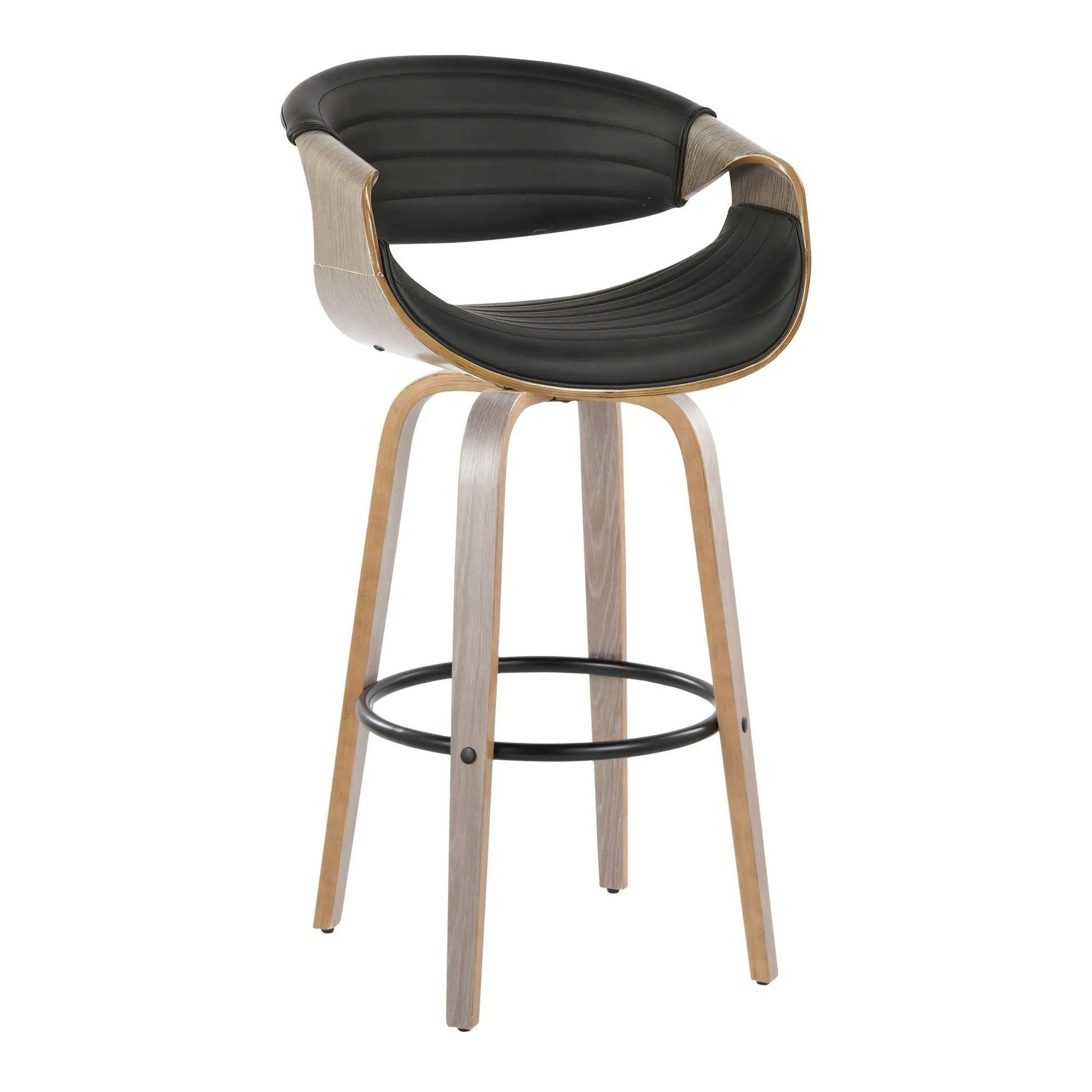 Symphony - Mid-Century Modern Fixed Height Barstool With Swivel With Round Footrest (Set of 2) by HouseOfZazla