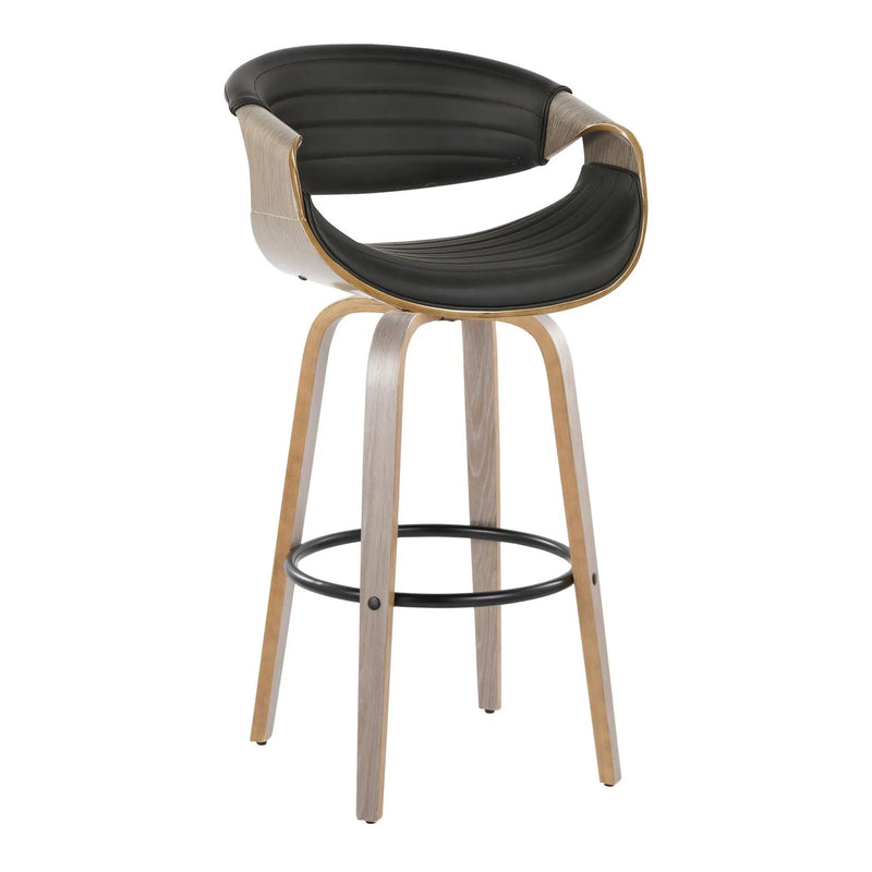 Symphony - Mid-Century Modern Fixed Height Barstool With Swivel With Round Footrest (Set of 2) by HouseOfZazla