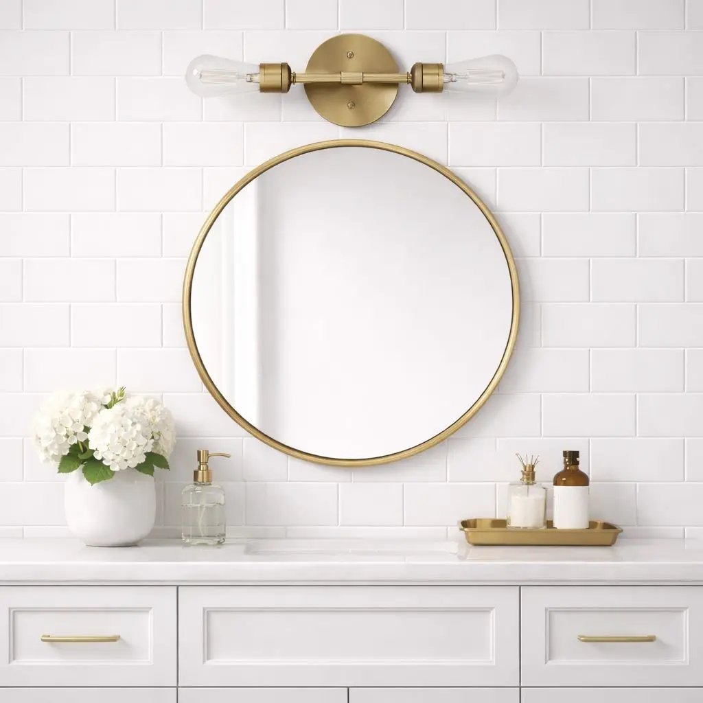 Reverie - Double Lights Bathroom Wall Sconce Over Mirror - Clear / Gold by Unique Piece Furniture