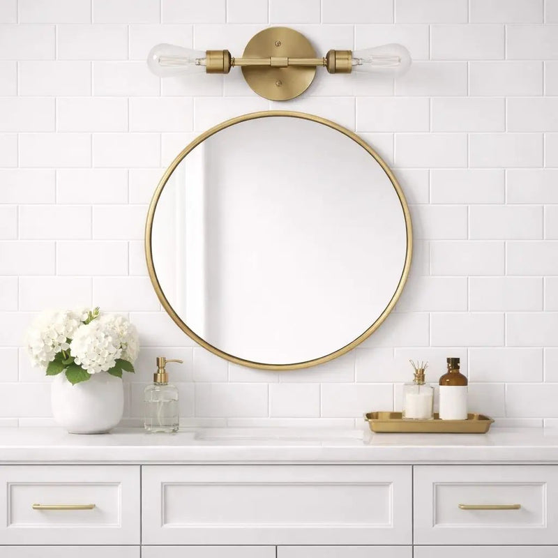 Reverie - Double Lights Bathroom Wall Sconce Over Mirror - Clear / Gold by Unique Piece Furniture