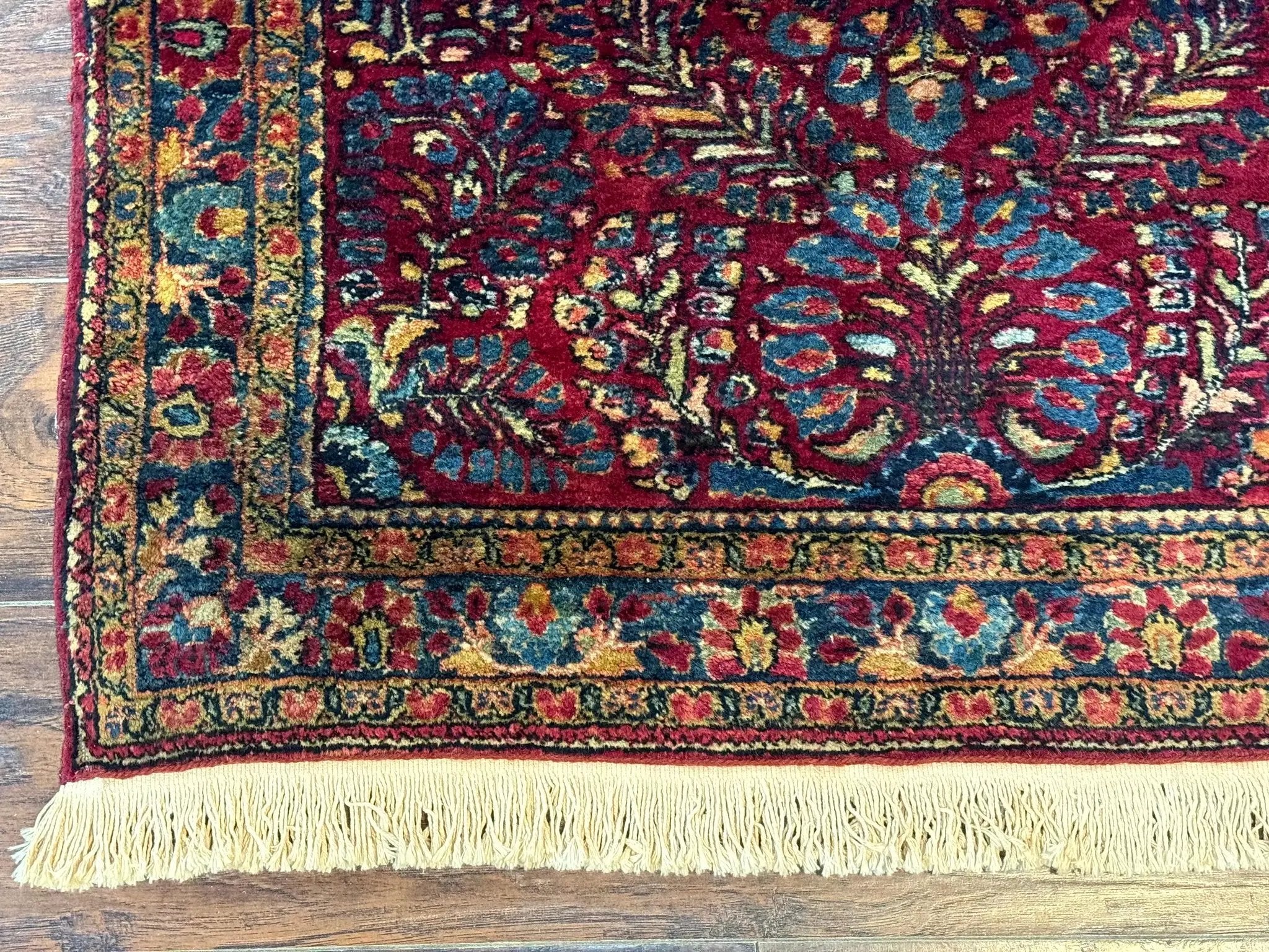 Antique Persian Sarouk Rug 3.6 x 5, Red, 1920s Persian Carpet by Jewel Rugs