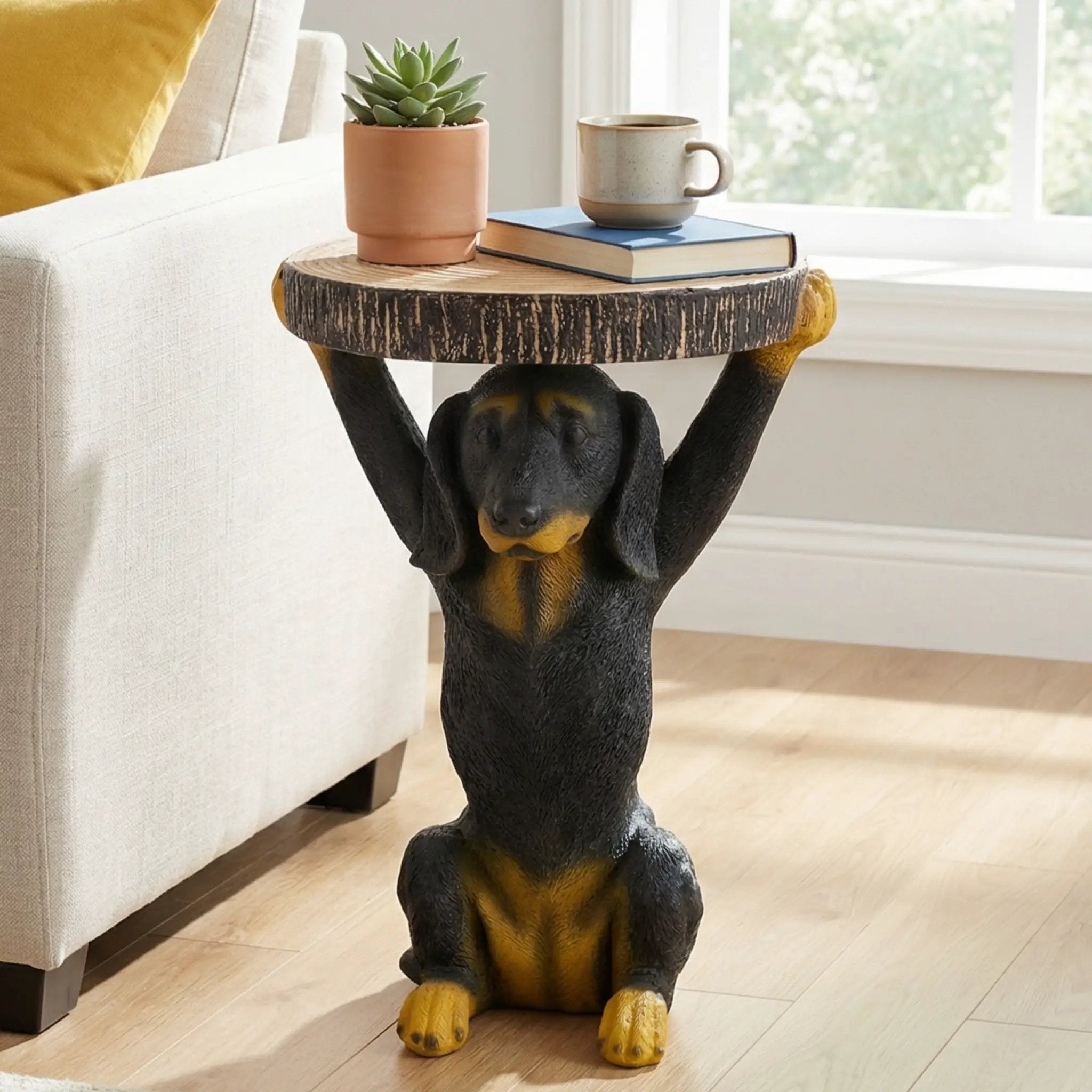 Whimsical Black Dog MGO Side Table by HouseOfZazla