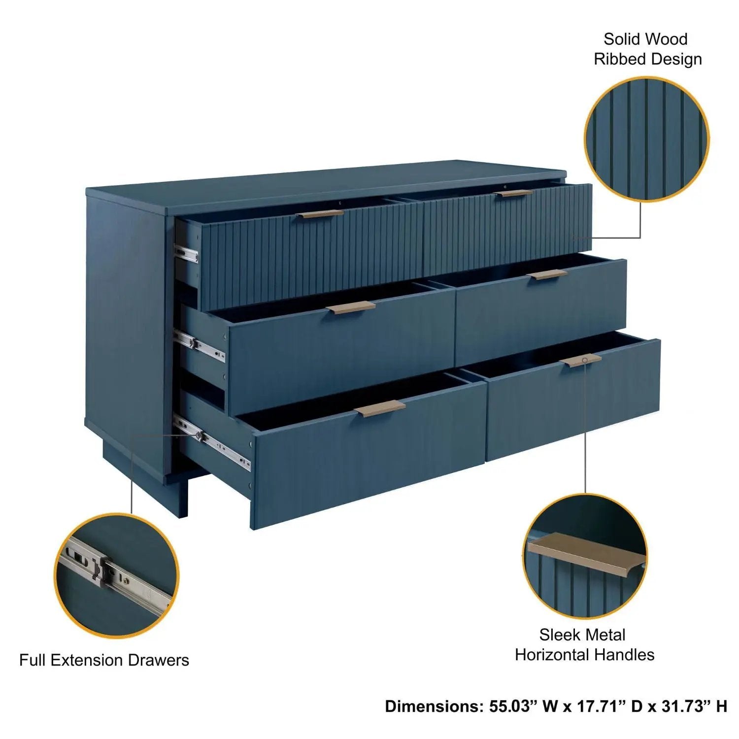 Granville - Dresse With 6 Drawers by HouseOfZazla
