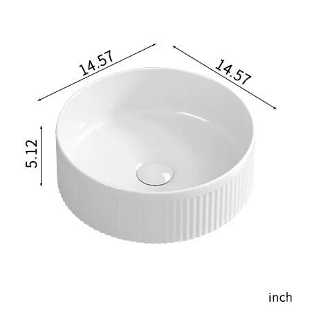 Small Bathroom Sink - 14 Inch Round Above Counter Porcelain Ceramic by HouseOfZazla