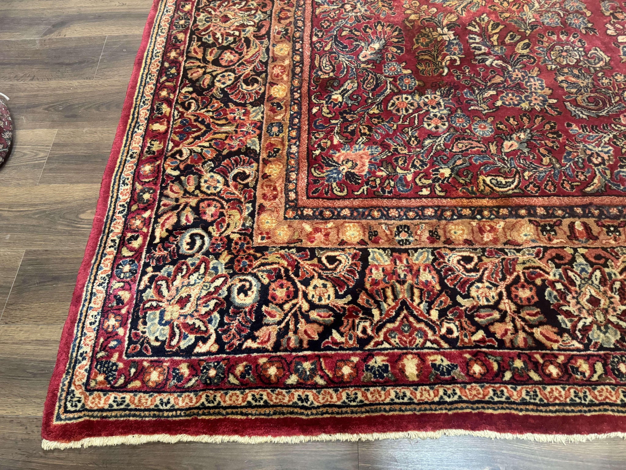 Persian Sarouk Rug 10x18, Palace Size Antique Persian Carpet, Wool, Red, Floral, Handmade Traditional Persian Rug, Extra Large Rug by Jewel Rugs