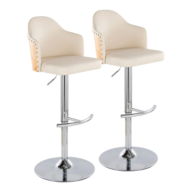 Ahoy - Contemporary Adjustable Barstool, Swivel With Rounded T Footrest (Set of 2) by Unique Piece Furniture