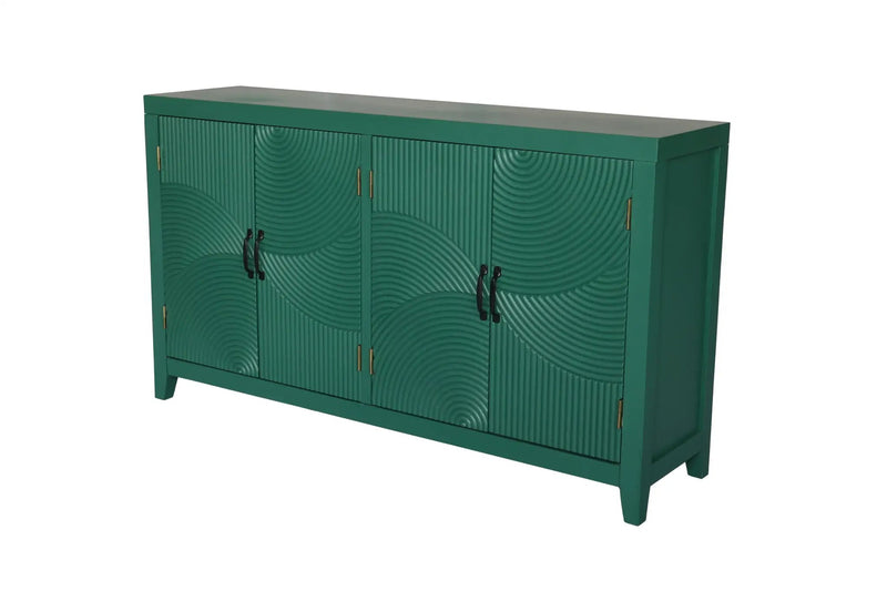 59in Green Accent Cabinet with 4 Doors Mid Century Modern Buffet by HouseOfZazla