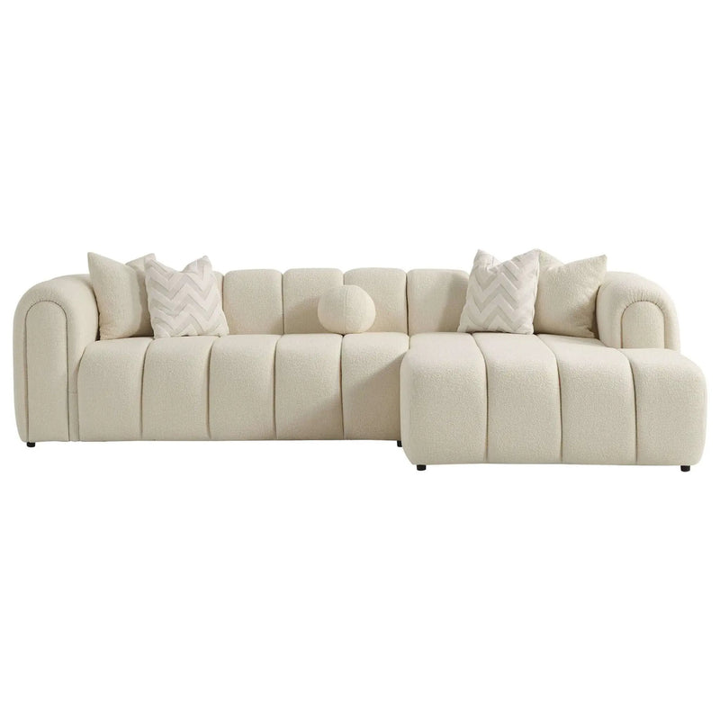 Beatrice - Modern Tufted Right Sectional Sofa - Ivory by HouseOfZazla