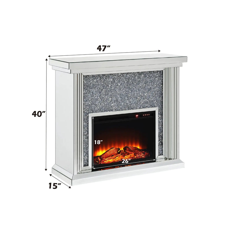 Noralie Mirrored & Faux Diamonds Fireplace by HouseOfZazla