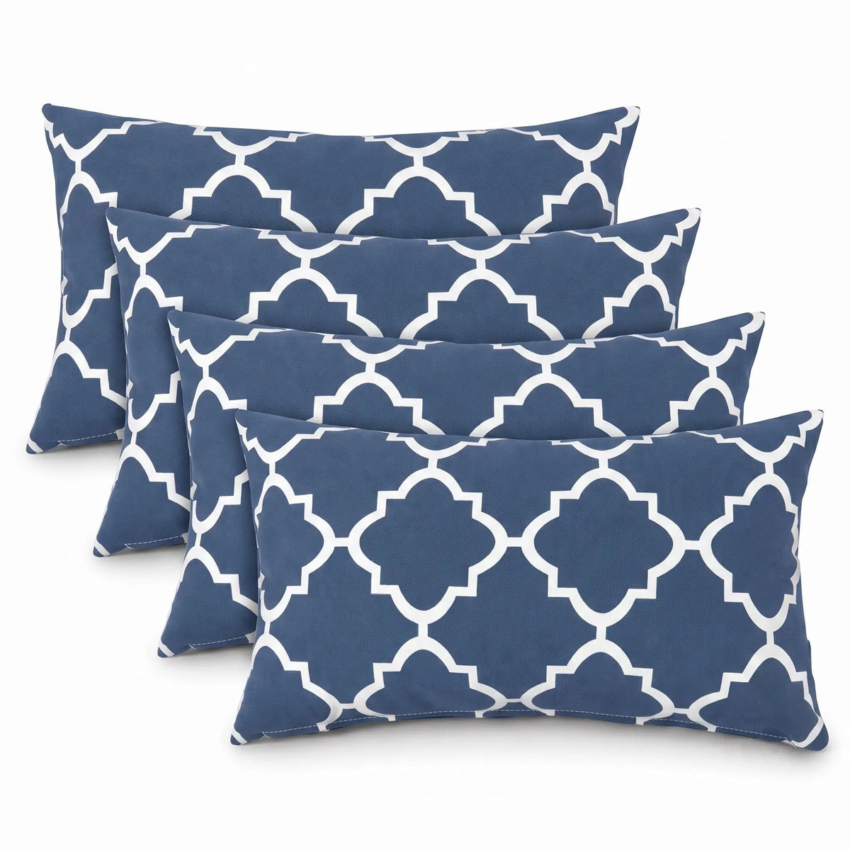 4 Pack Outdoor Lumbar Pillow with Inserts - Navy Trellis by HouseOfZazla