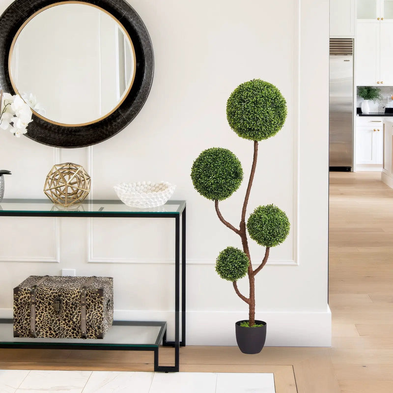 Artificial Boxwood Topiary Tree Triple Ball Shaped Faux Plant 150 Cm - Green by HouseOfZazla