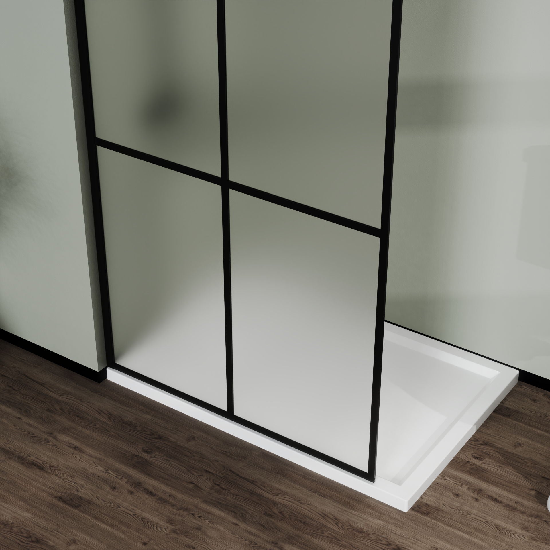 Shower Screen Door Frost Tempered Glass - Black by HouseOfZazla