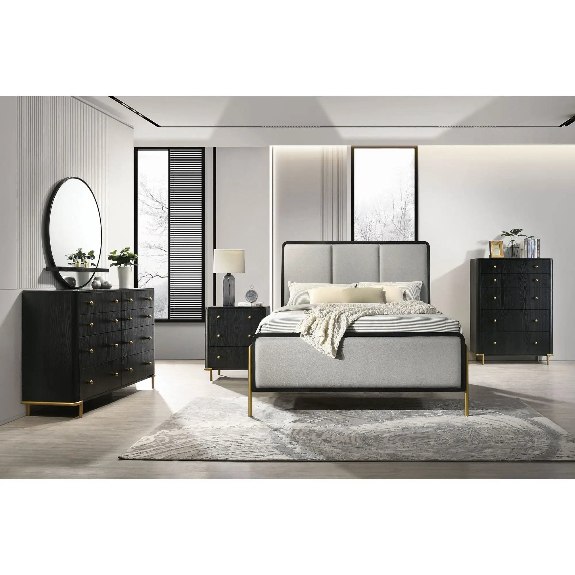 Anser - 5 Drawer Chest, Bedroom Storage Furniture - Black by HouseOfZazla