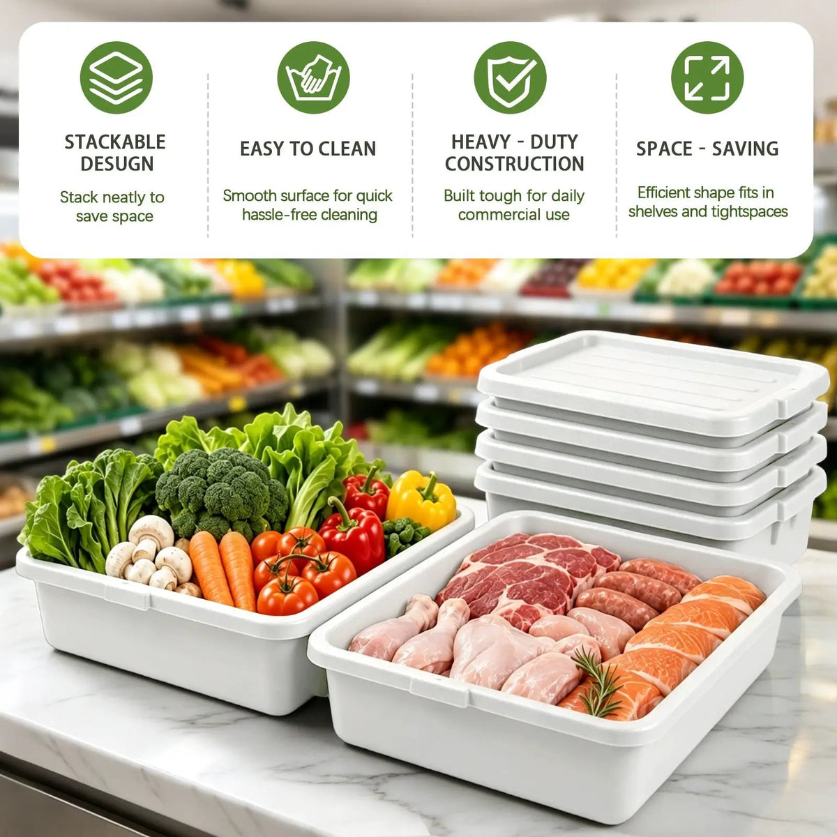 Commercial Meat Tubs with Lids - 6-Pack by HouseOfZazla