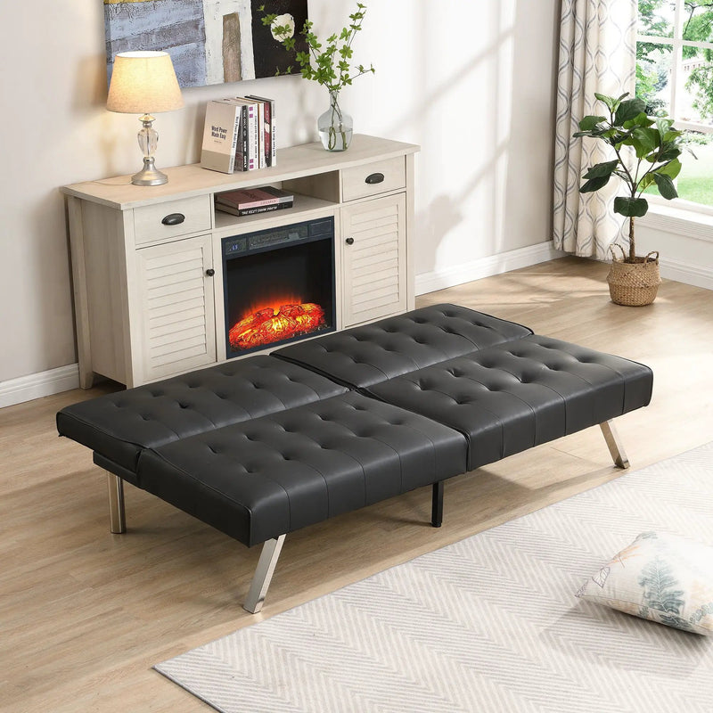 Contemporary Wood Frame Sofa Bed With Stainless Legs - Black by Unique Piece Furniture