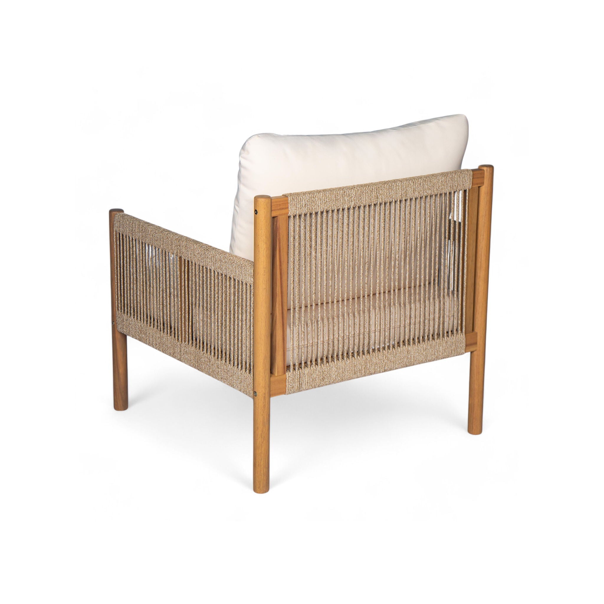 Modern Outdoor Woven Lounge Chair With Solid Wood Frame - Teak by HouseOfZazla