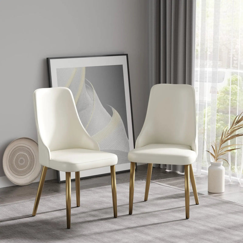 Modern Sponge-Filled Dining Chair, Solid Wood Metal Legs, Suitable For Restaurants, Living Rooms And Rooms (Set of 2) - White by Unique Piece Furniture