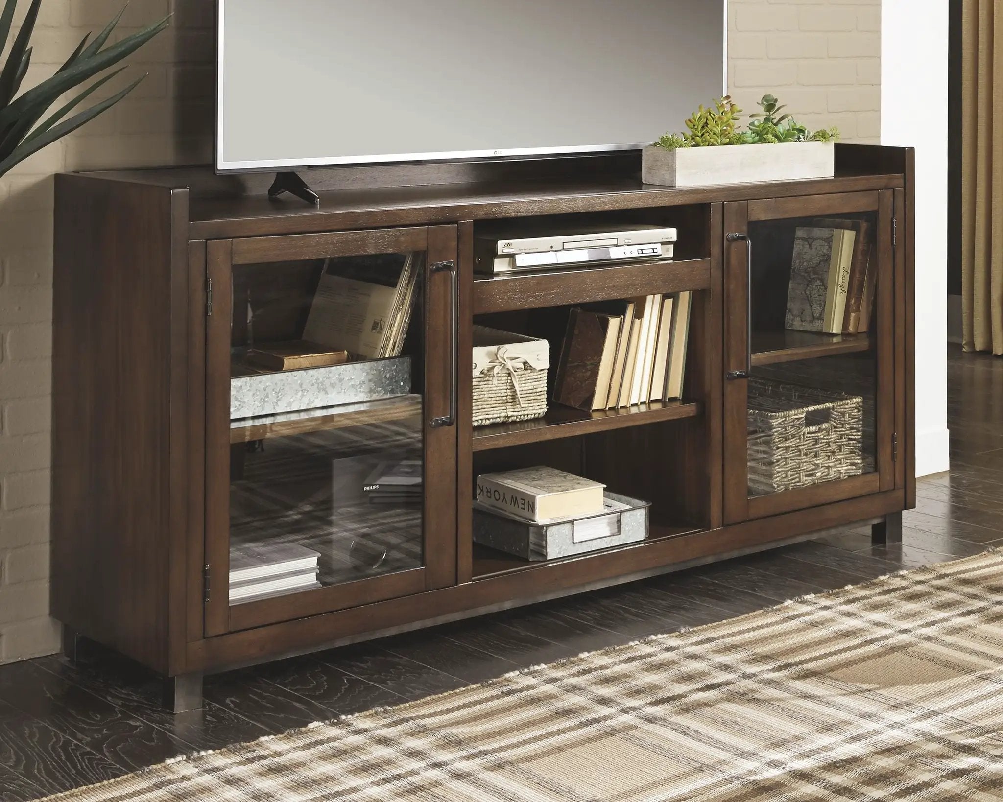 Starmore - XL TV Stand w/Fireplace Option - Brown by Unique Piece Furniture