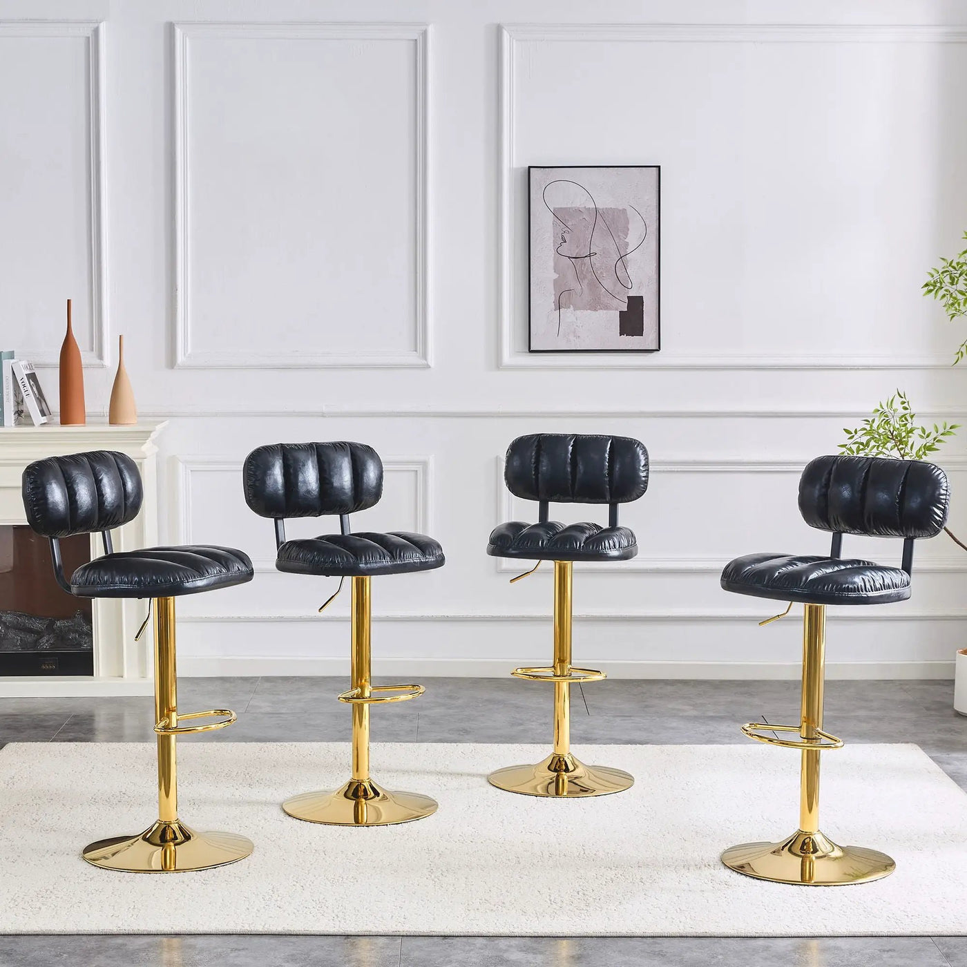 Adjustable Height Bar Stools & Footrest For Kitchen Island (Set of 2) by Unique Piece Furniture