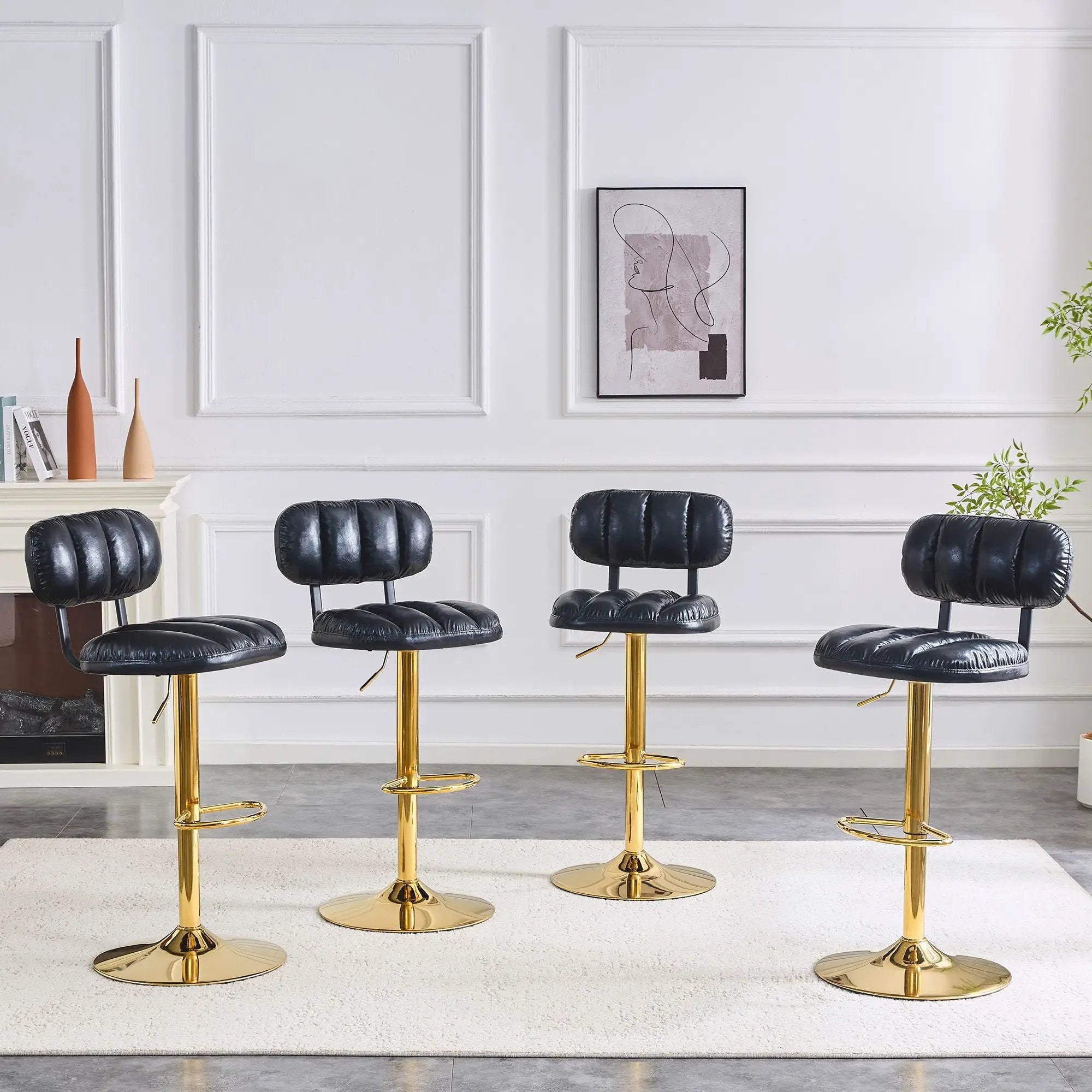 Adjustable Height Bar Stools & Footrest For Kitchen Island (Set of 2) by Unique Piece Furniture