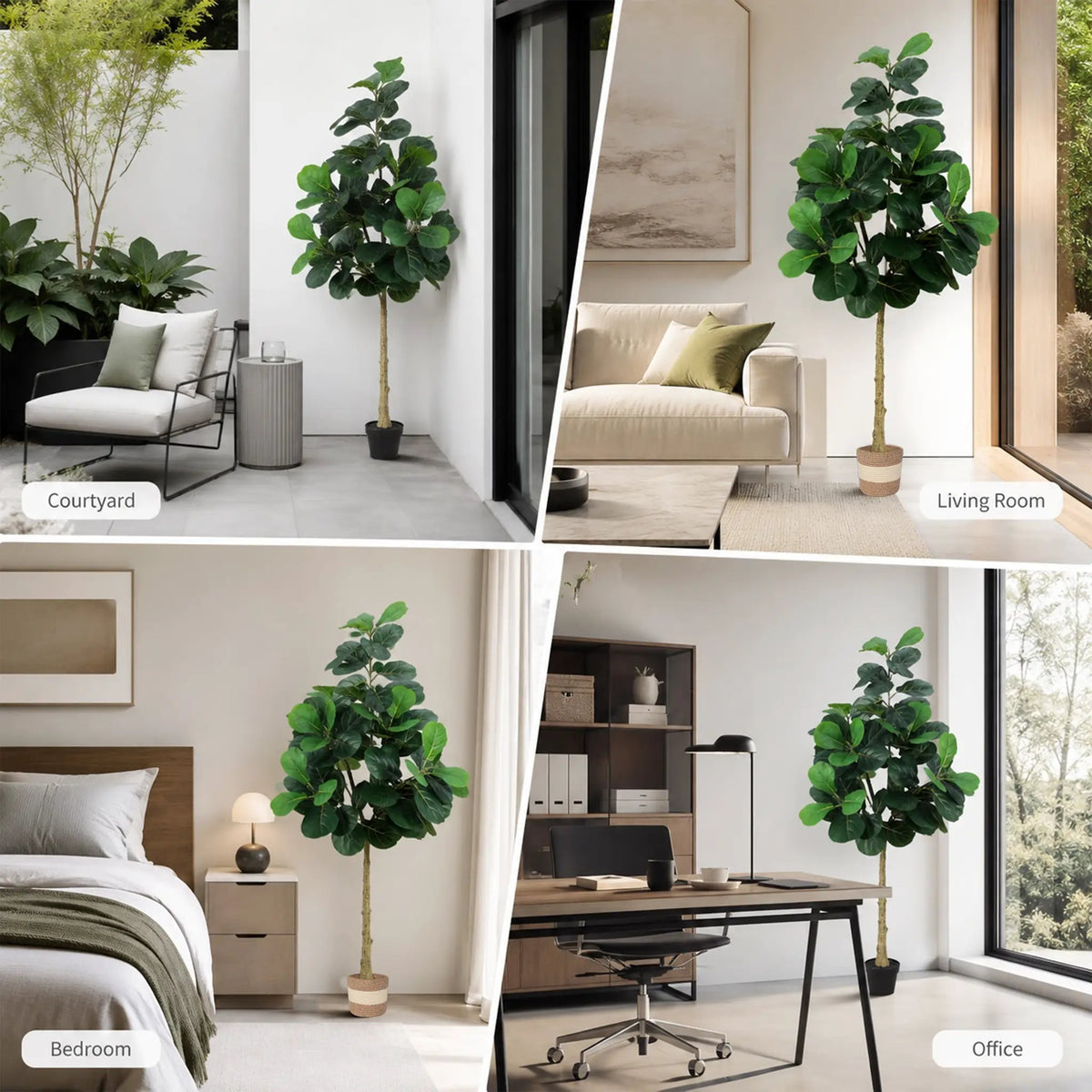 Artificial Fiddle Leaf Fig Tree 5.5FT with Planter by HouseOfZazla
