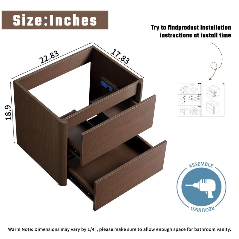 Wall Mounted Bathroom Vanity With Soft Close Drawer - Black Brown by HouseOfZazla