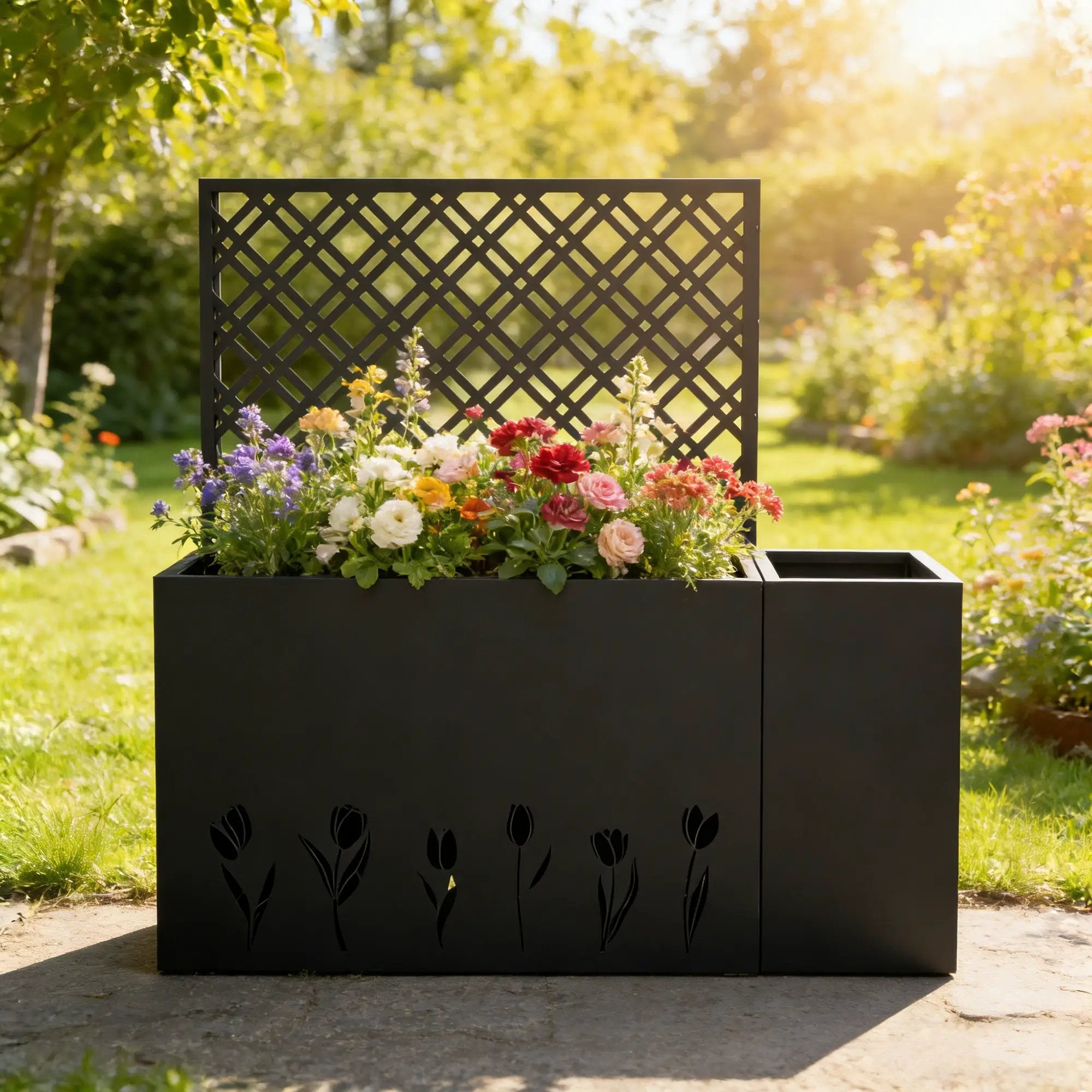 2-Piece Metal Planter Box with Trellis by HouseOfZazla