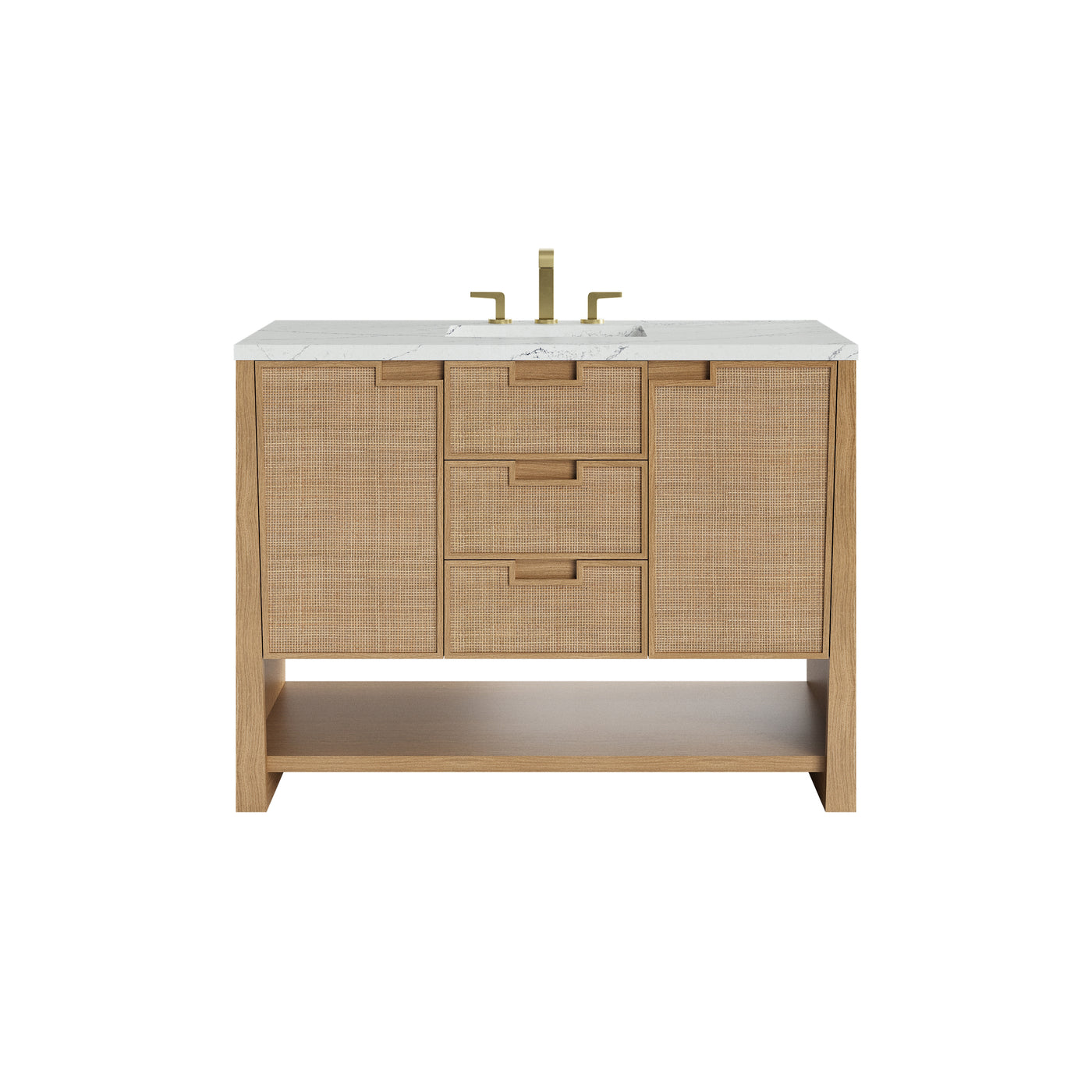 James Martin Solene 48" Single Bathroom Vanity, Seaside Oak with Ethereal Noctis (Quartz) countertop