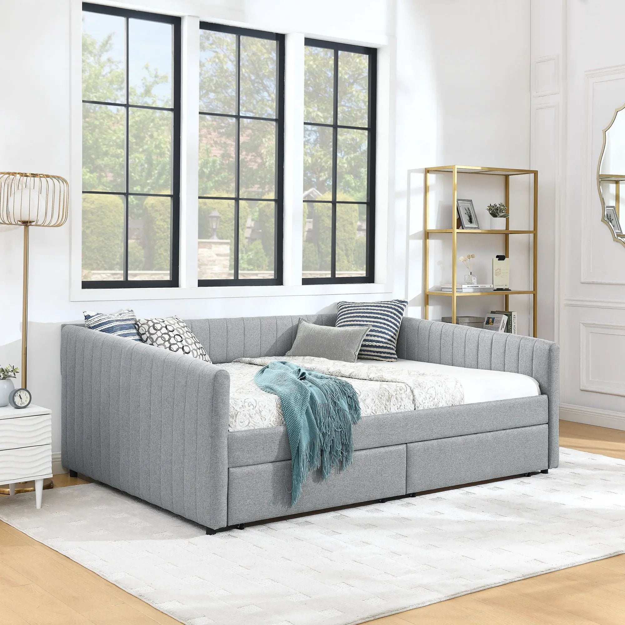 Upholstered Queen Daybed With 2 Drawers by Unique Piece Furniture