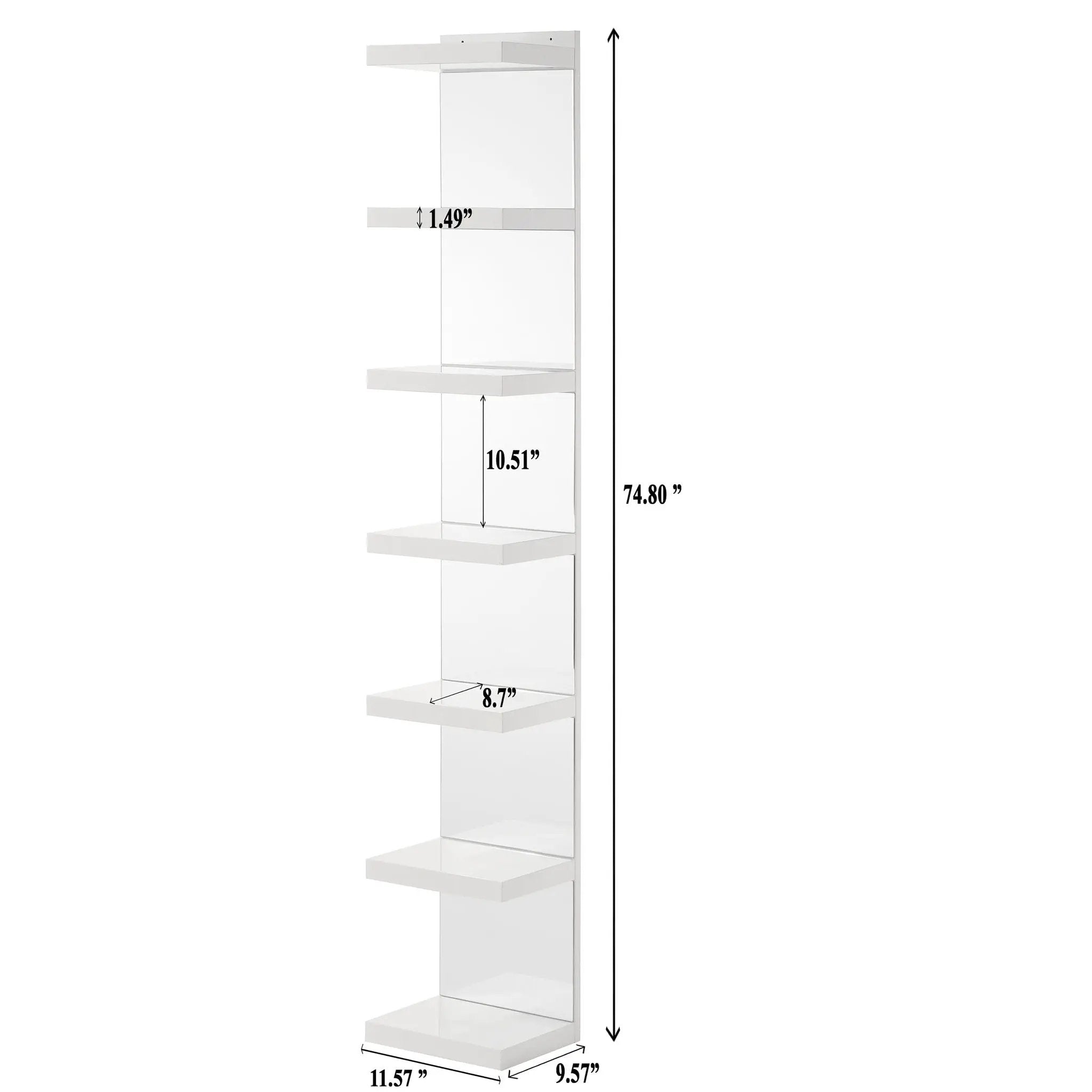 Glam Open Shelving Rack With Mirrored Back For Living Room - Cream / White by Unique Piece Furniture