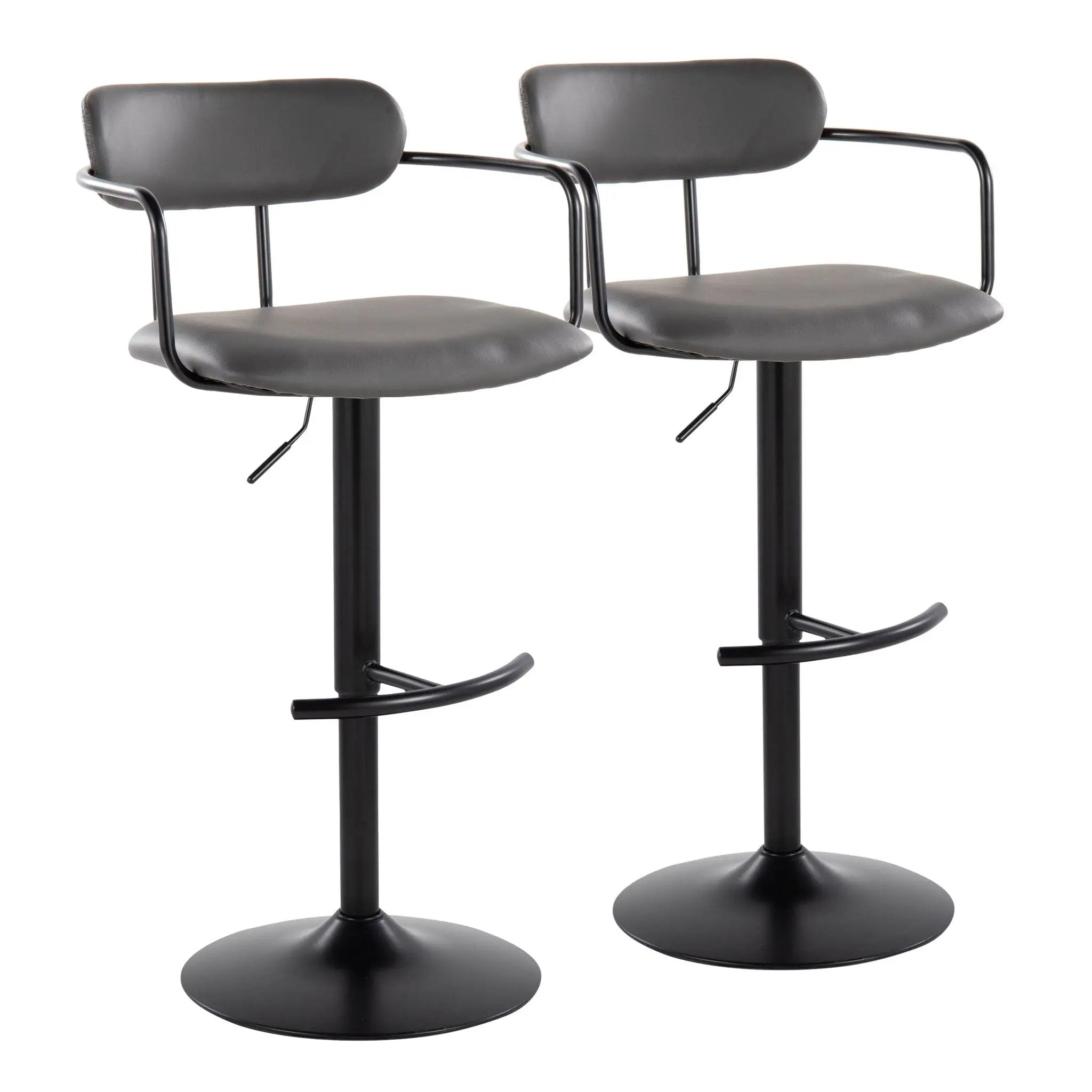 Demi - Contemporary Adjustable Height Barstool With Swivel With Rounded T Footrest (Set of 2) by Unique Piece Furniture
