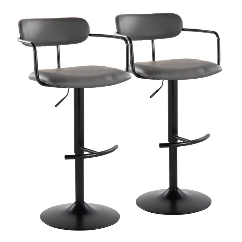 Demi - Contemporary Adjustable Height Barstool With Swivel With Rounded T Footrest (Set of 2) by HouseOfZazla