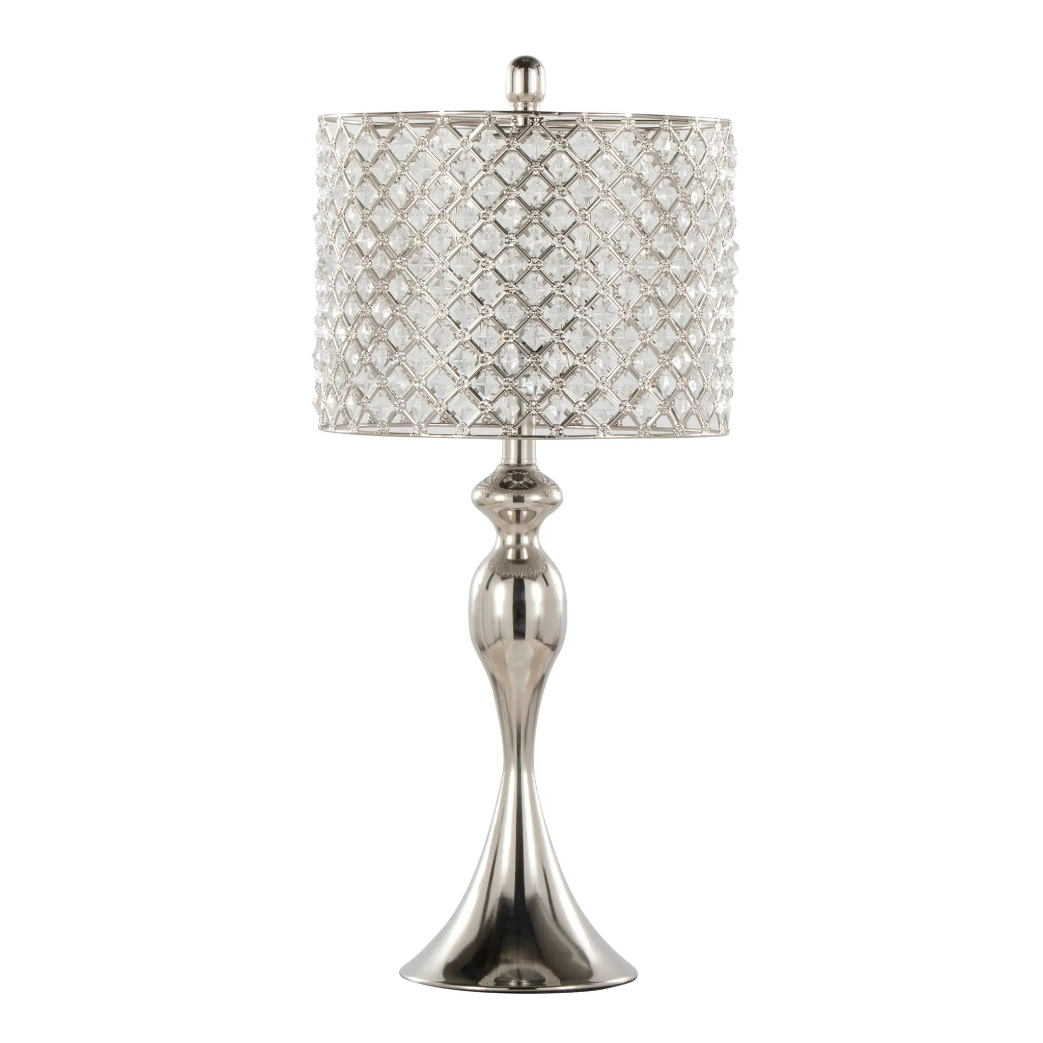 Ashland - Contemporary Table Lamp Square Clear Crystal (Set of 2) - Polished Nickel by HouseOfZazla
