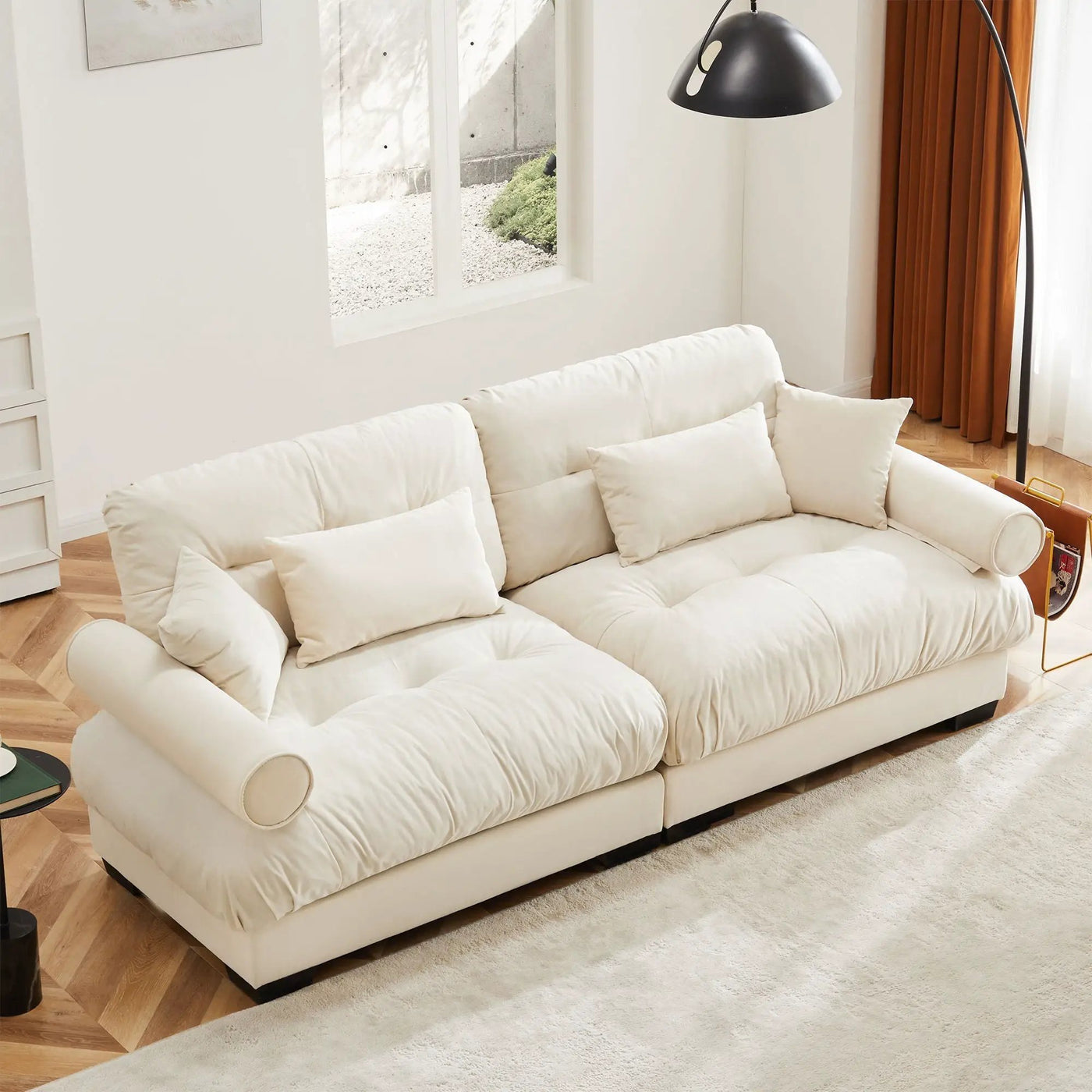 Modern Oversize Sofa With Cloud Like Comfort, Featuring Waist And Throw Pillows by HouseOfZazla