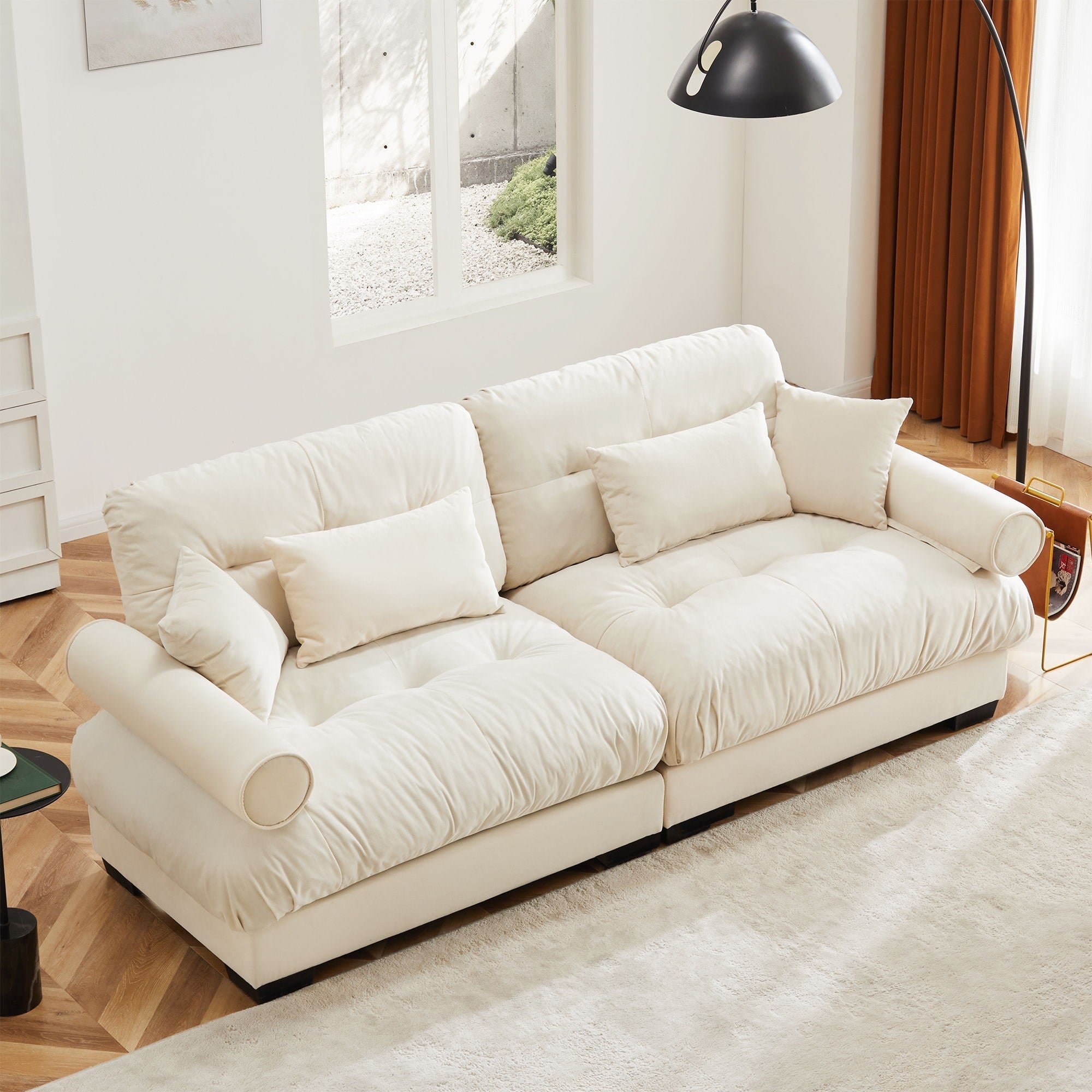 Modern Oversize Sofa With Cloud Like Comfort, Featuring Waist And Throw Pillows by HouseOfZazla