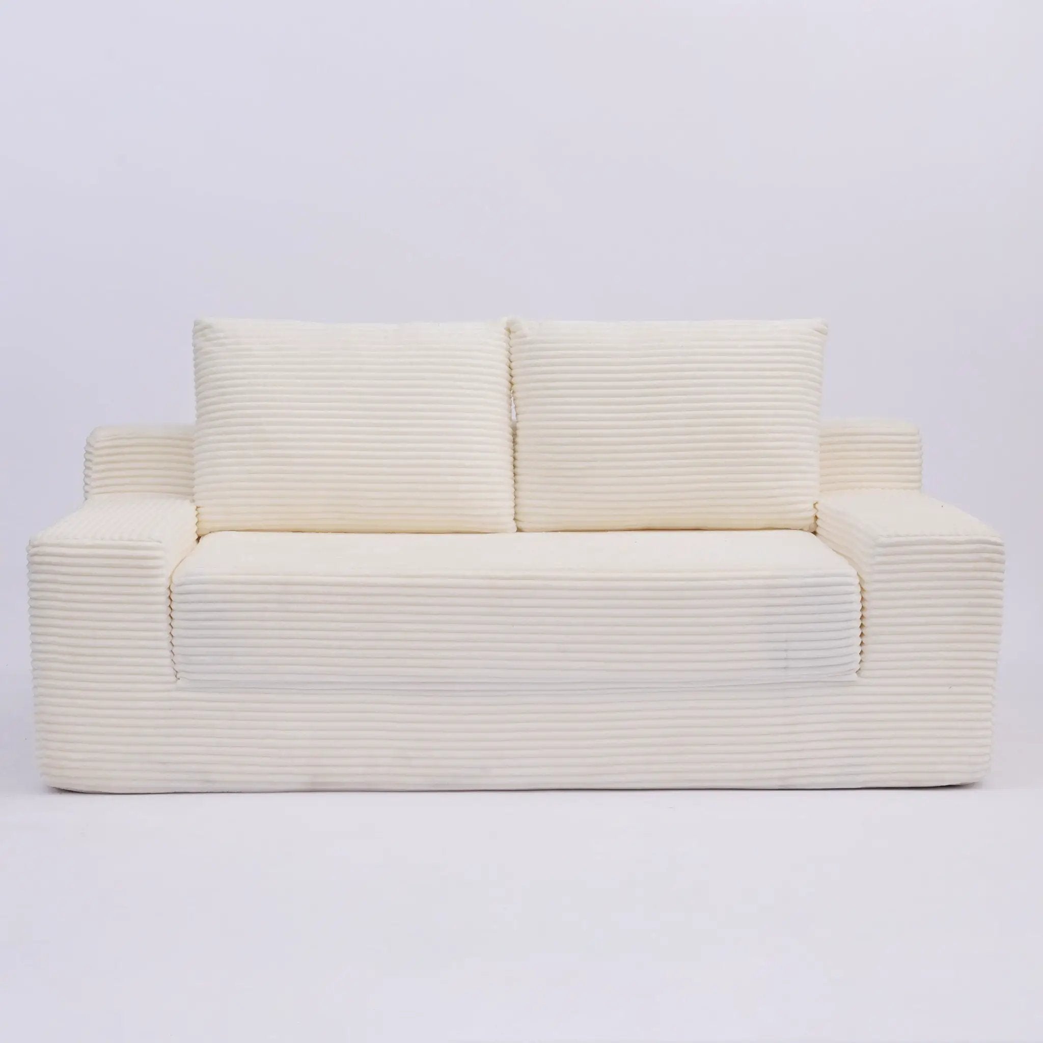 Comfortable Deep Seat Loveseat Sofa Bed, Reversible Cushion With Pillows by HouseOfZazla