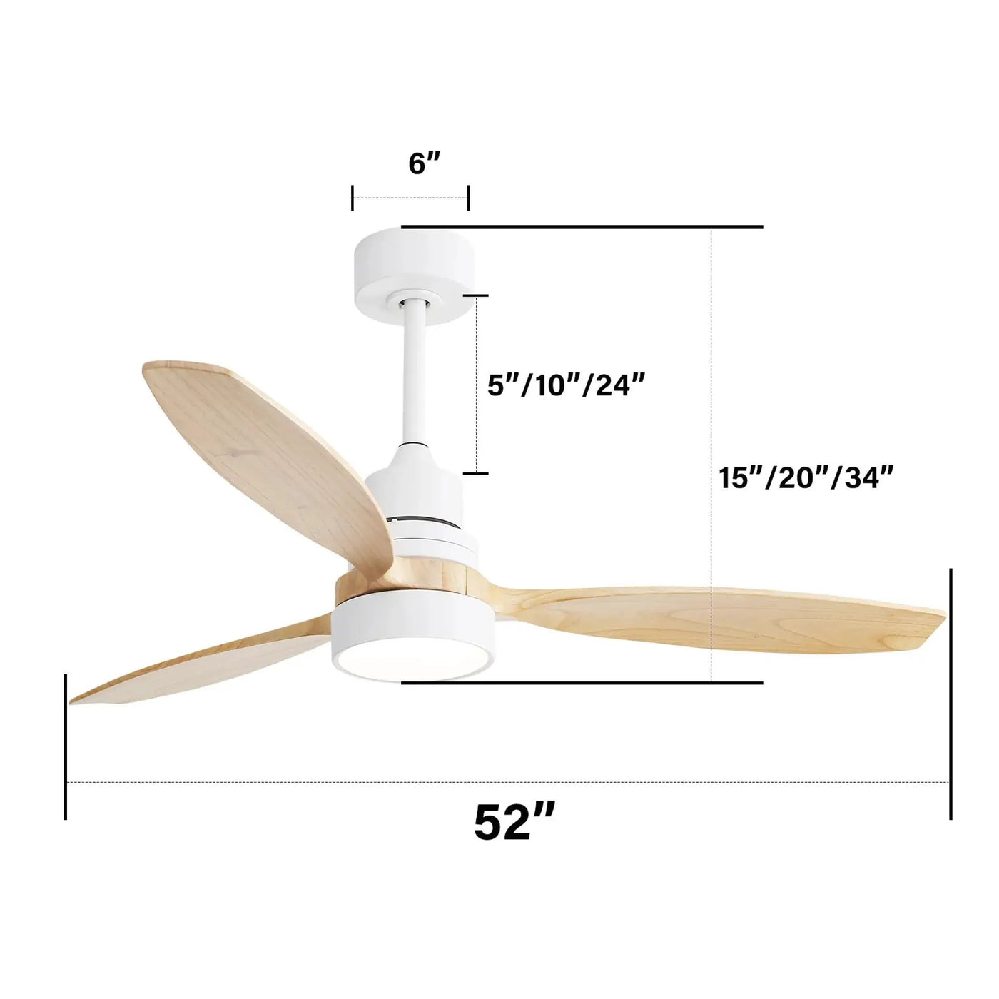 Indoor Ceiling Fan with Dimmable LED Light, 6-Speed Remote, Reversible Blades by HouseOfZazla