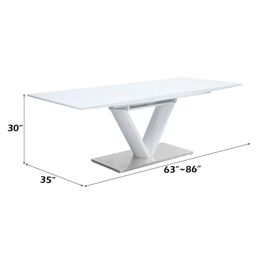 Gallegos - Dining Table With Leaf - White High Gloss by Unique Piece Furniture