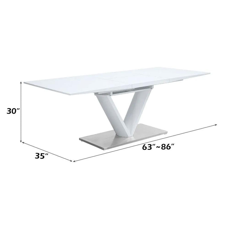 Gallegos - Dining Table With Leaf - White High Gloss by Unique Piece Furniture