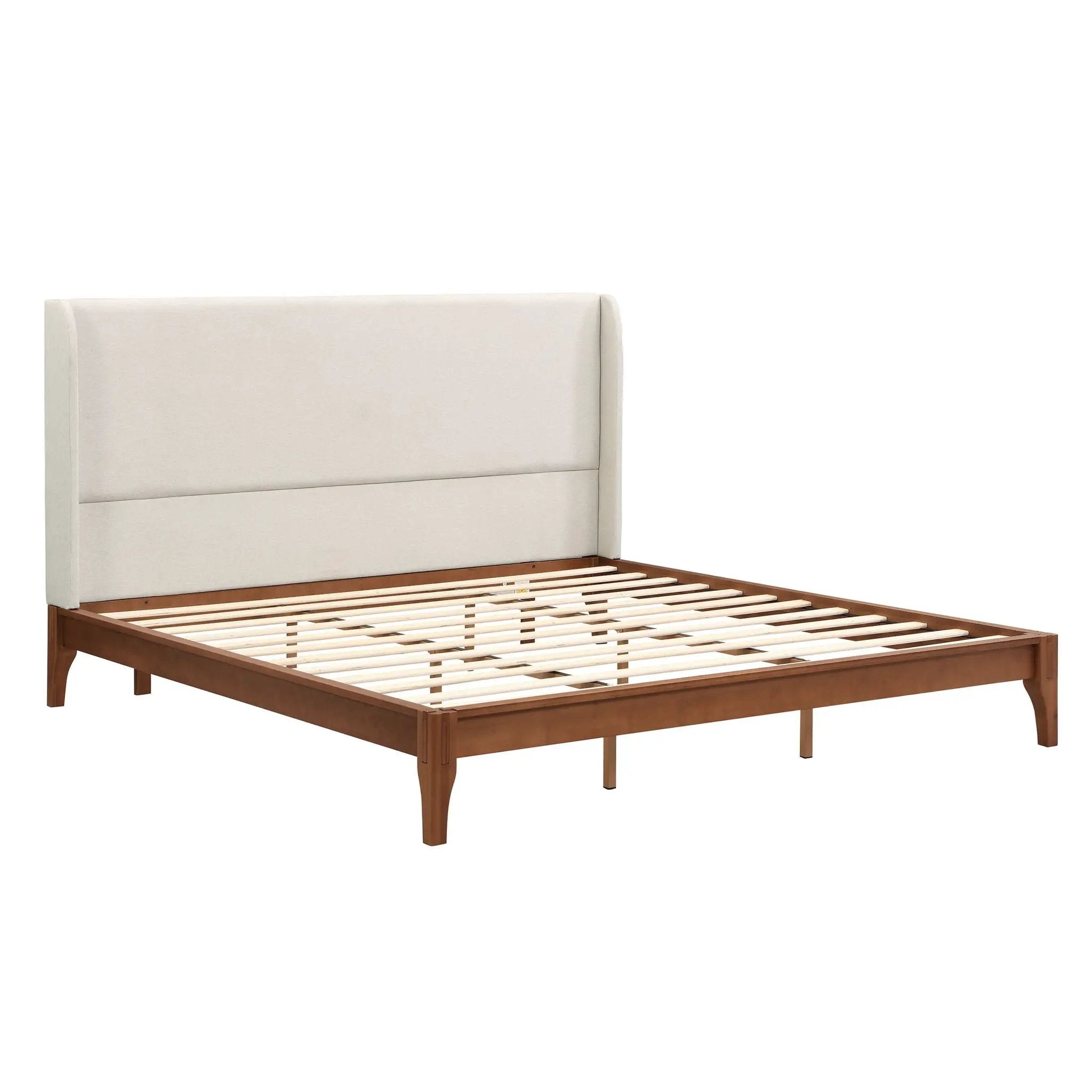King Size Platform Bed With Upholstered High Headboard - Brown by Unique Piece Furniture