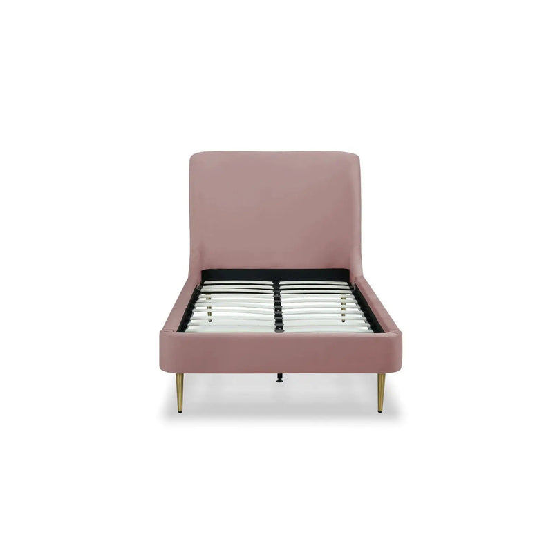Mid-Century Modern Upholstered Bed With Curved Headboard