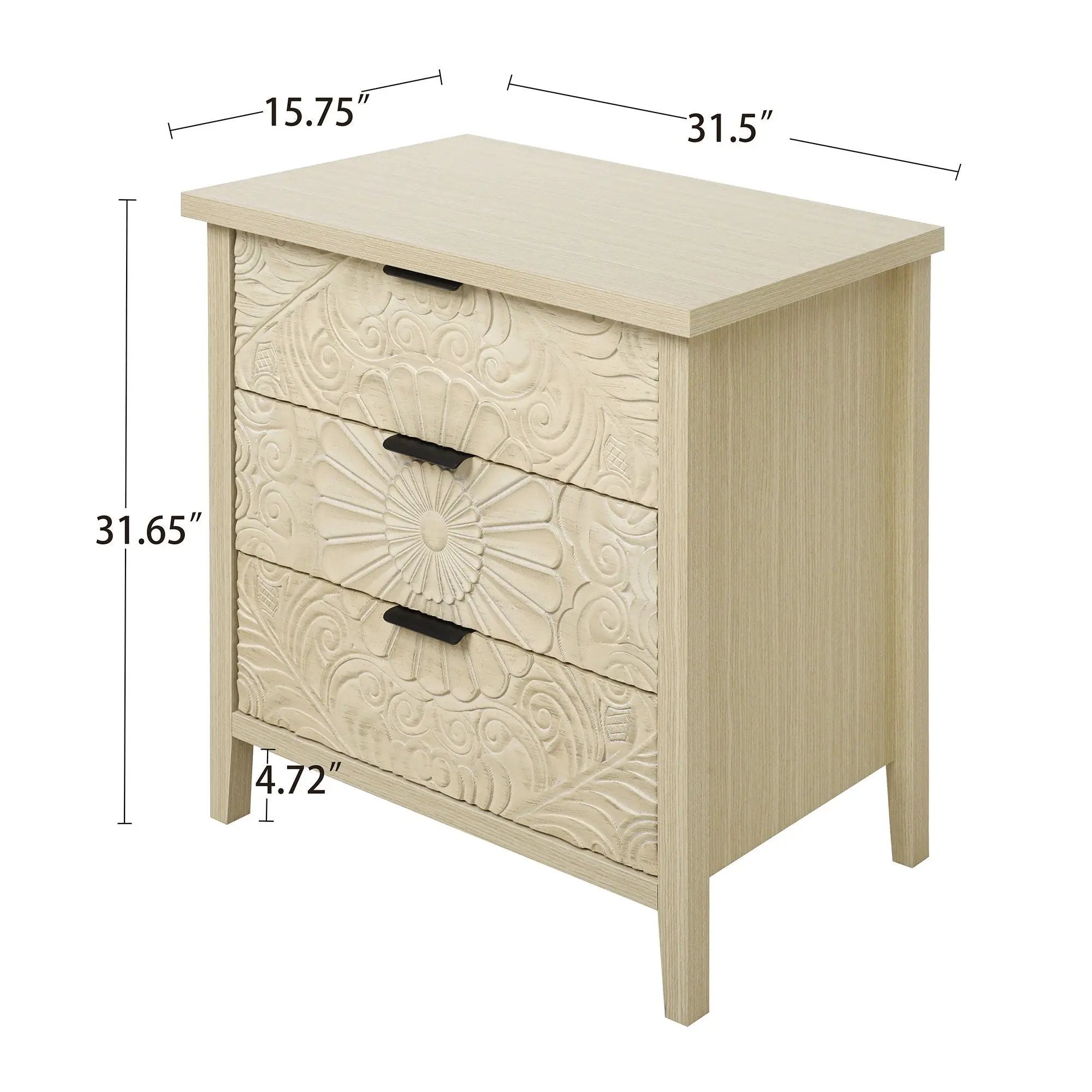 3 Drawer Cabinet - Natural Wood Finish by HouseOfZazla
