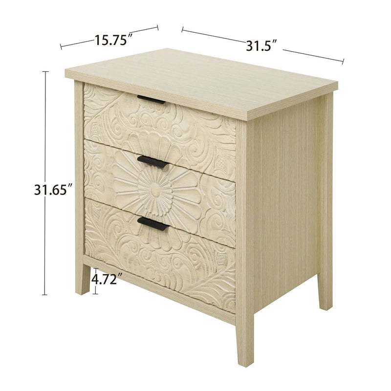 3 Drawer Cabinet - Natural Wood Finish by HouseOfZazla