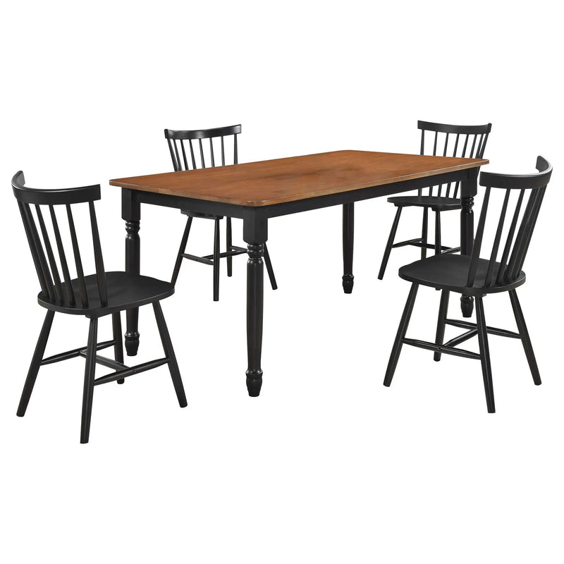 Hollyoak 5-piece Rectangular Dining Set Walnut and Black by Unique Piece Furniture