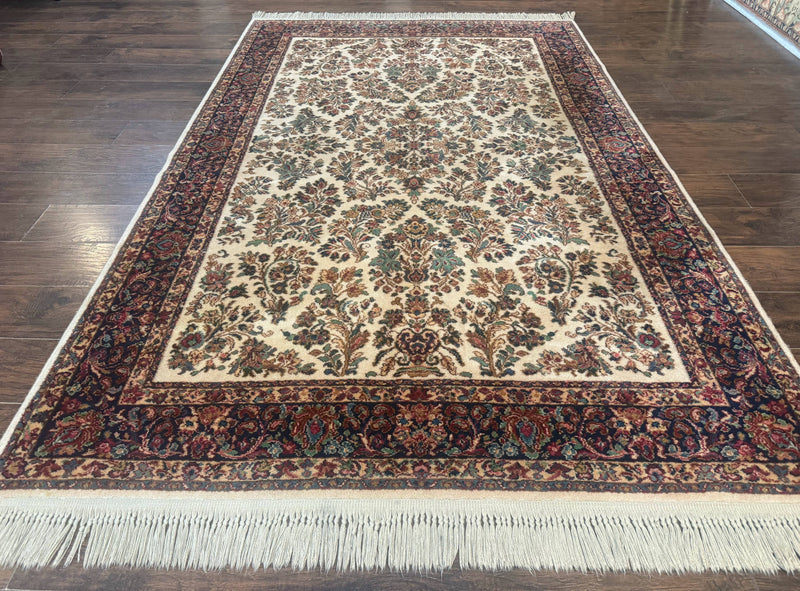 Karastan Rug 5.9 x 9, Ivory Sarouk #760, Wool Pile, Original 700 Series, Vintage by Jewel Rugs